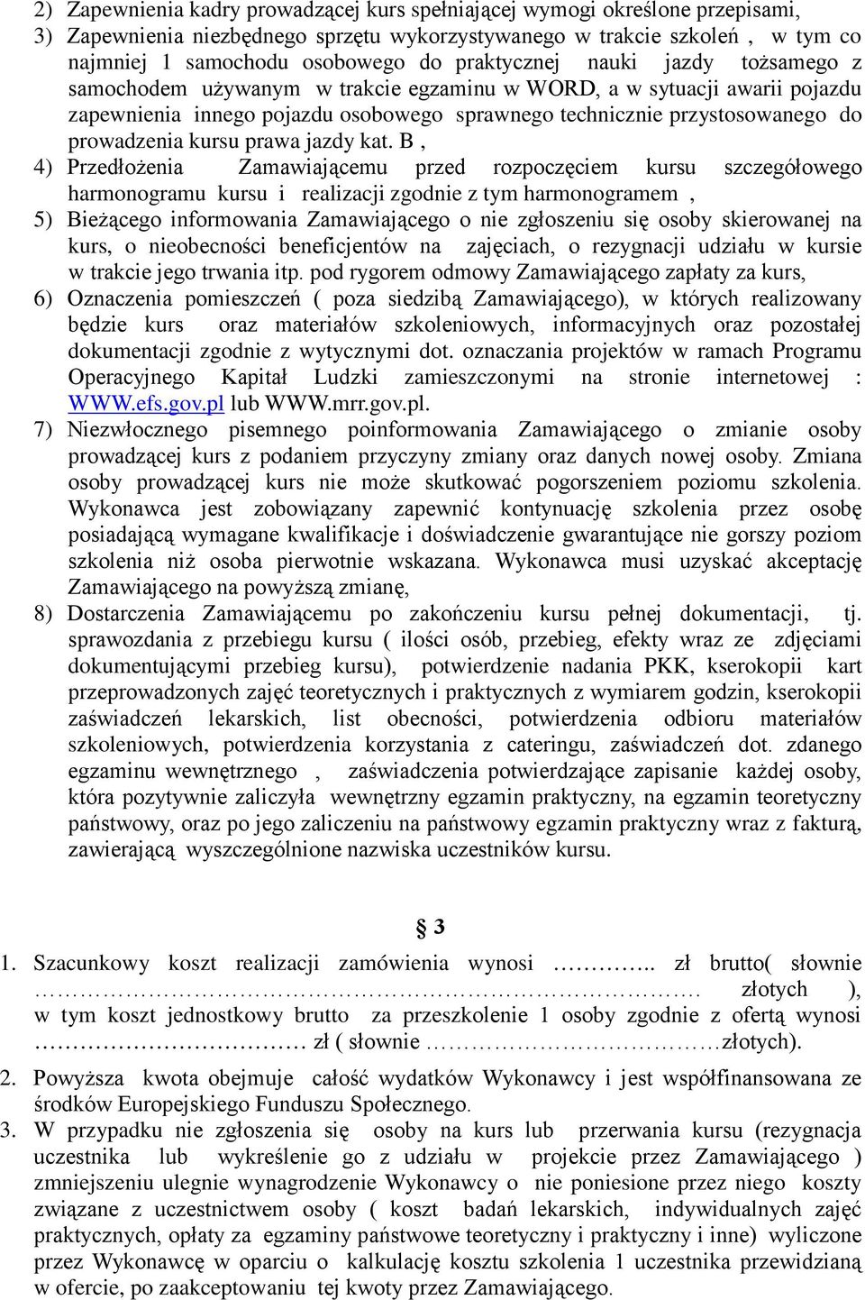 prowadzenia kursu prawa jazdy kat.