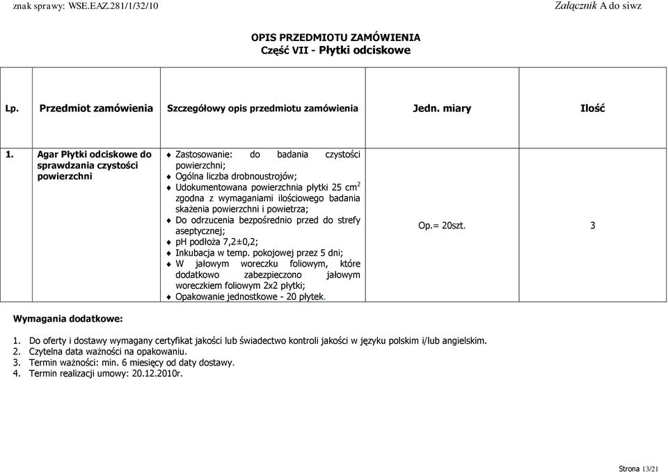 wymaganiami ilościowego badania skażenia powierzchni i powietrza; Do odrzucenia bezpośrednio przed do strefy aseptycznej; ph podłoża 7,2±0,2; Inkubacja w temp.