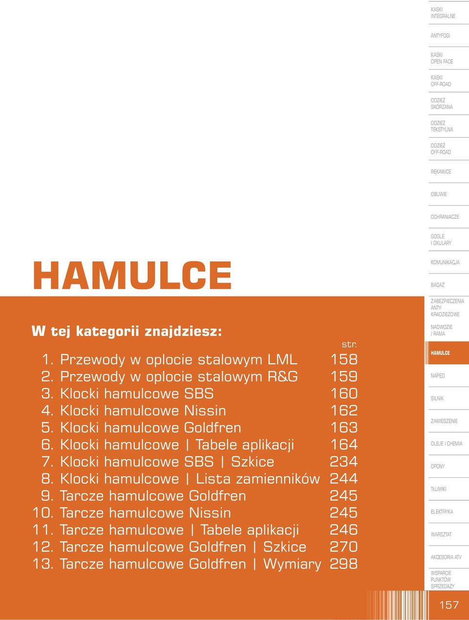 Klocki hamulcowe SBS Szkice 234 8. Klocki hamulcowe Lista zamienników 244 9. Tarcze hamulcowe Goldfren 245 10.