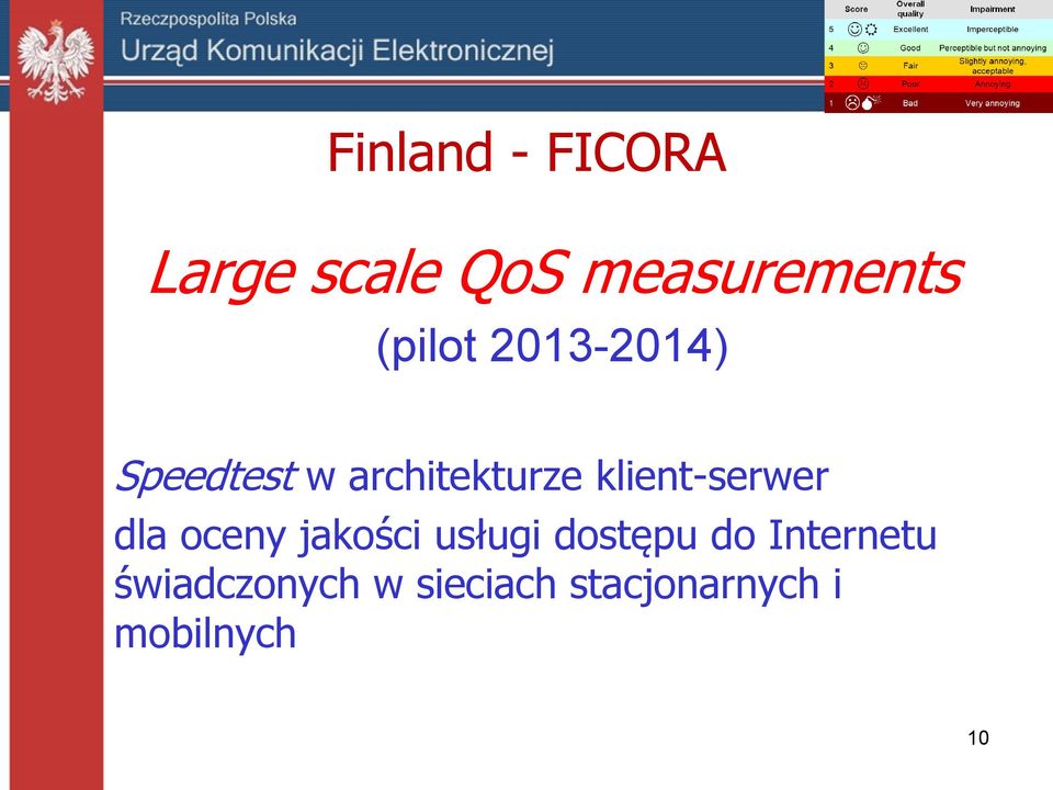 klient-serwer dla oceny jakości usługi dostępu do