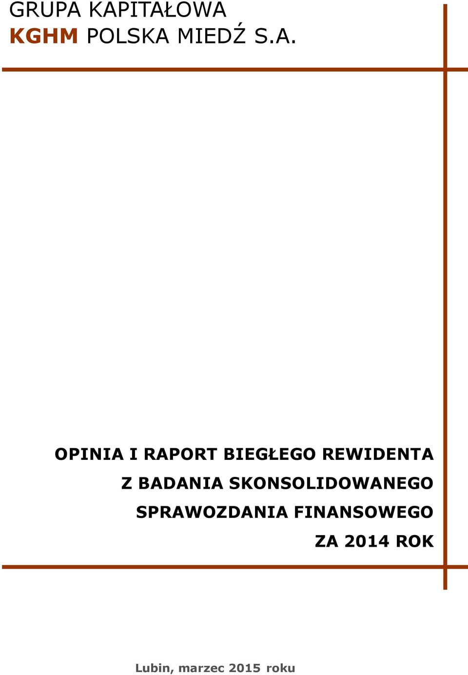 I RAPORT BIEGŁEGO REWIDENTA Z BADANIA