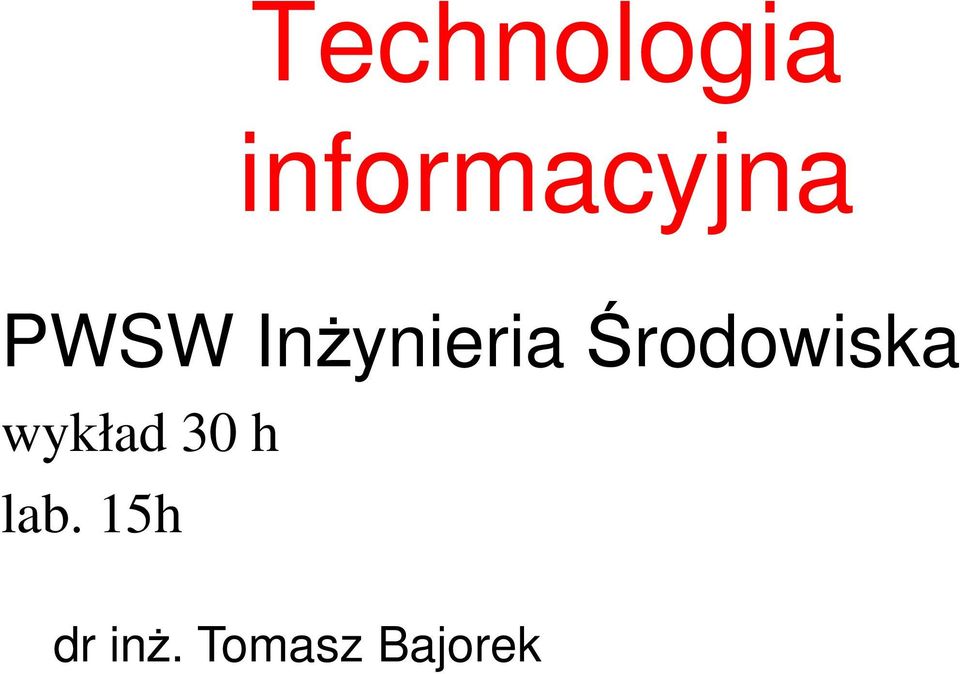 Inżynieria Środowiska