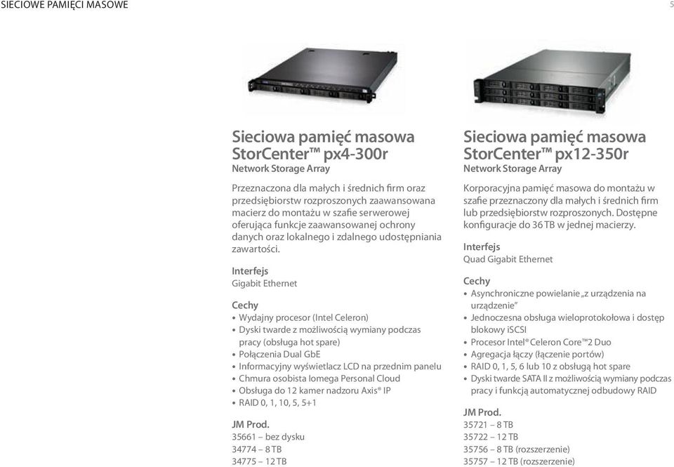 Gigabit Ethernet Wydajny procesor (Intel Celeron) Dyski twarde z możliwością wymiany podczas pracy (obsługa hot spare) Połączenia Dual GbE Informacyjny wyświetlacz LCD na przednim panelu Chmura