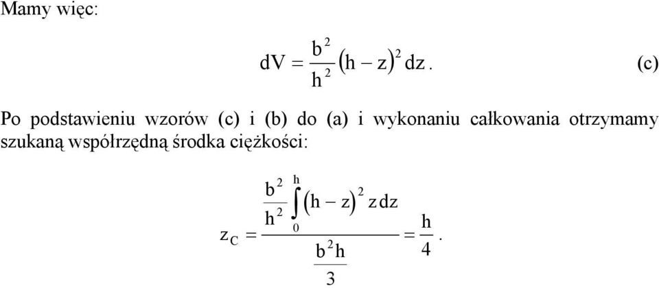 do (a) i wkonaniu całkowania