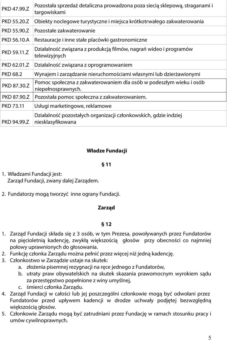 Z Pozostała sprzedaż detaliczna prowadzona poza siecią sklepową, straganami i targowiskami Obiekty noclegowe turystyczne i miejsca krótkotrwałego zakwaterowania Pozostałe zakwaterowanie Restauracje i