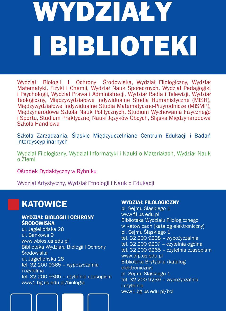 Międzynarodowa Szkoła Nauk Politycznych, Studium Wychowania Fizycznego i Sportu, Studium Praktycznej Nauki Języków Obcych, Śląska Międzynarodowa Szkoła Handlowa Szkoła Zarządzania, Śląskie