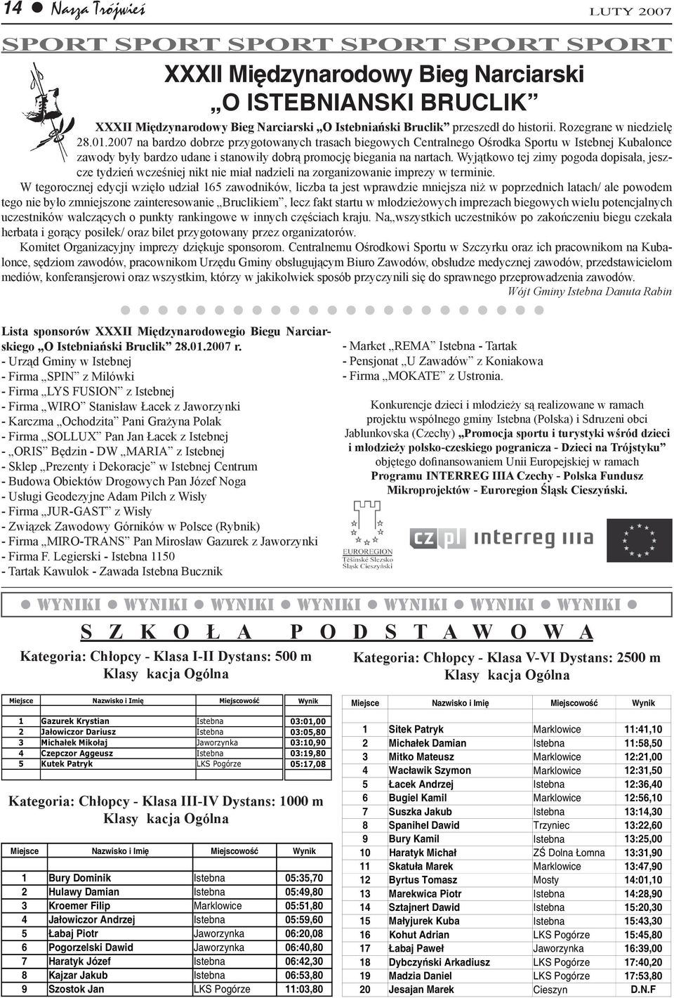 2007 na bardzo dobrze przygotowanych trasach biegowych Centralnego Ośrodka Sportu w Istebnej Kubalonce zawody były bardzo udane i stanowiły dobrą promocję biegania na nartach.