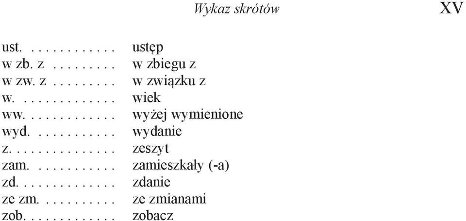 .............. zeszyt zam............ zamieszkały (-a) zd.............. zdanie ze zm.