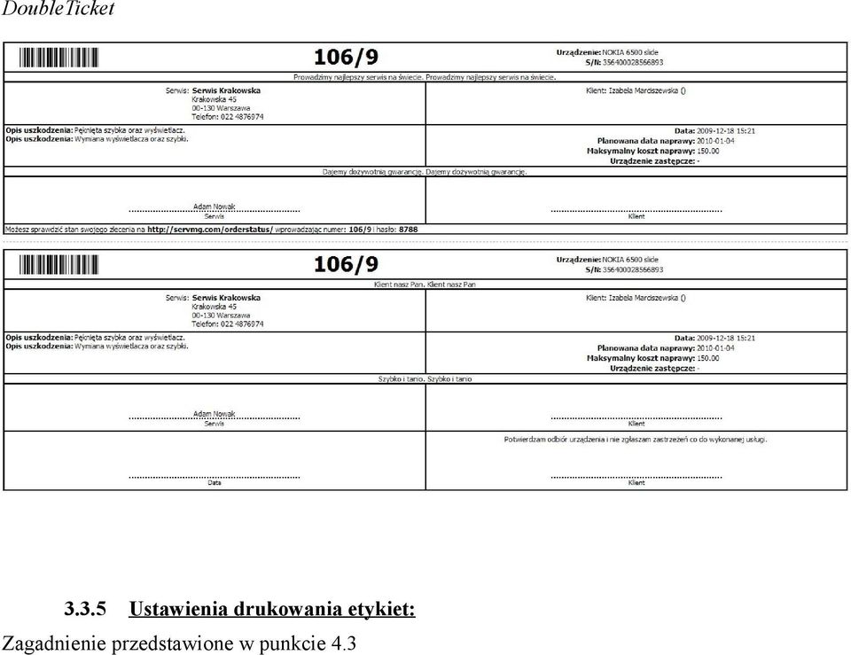 drukowania etykiet: