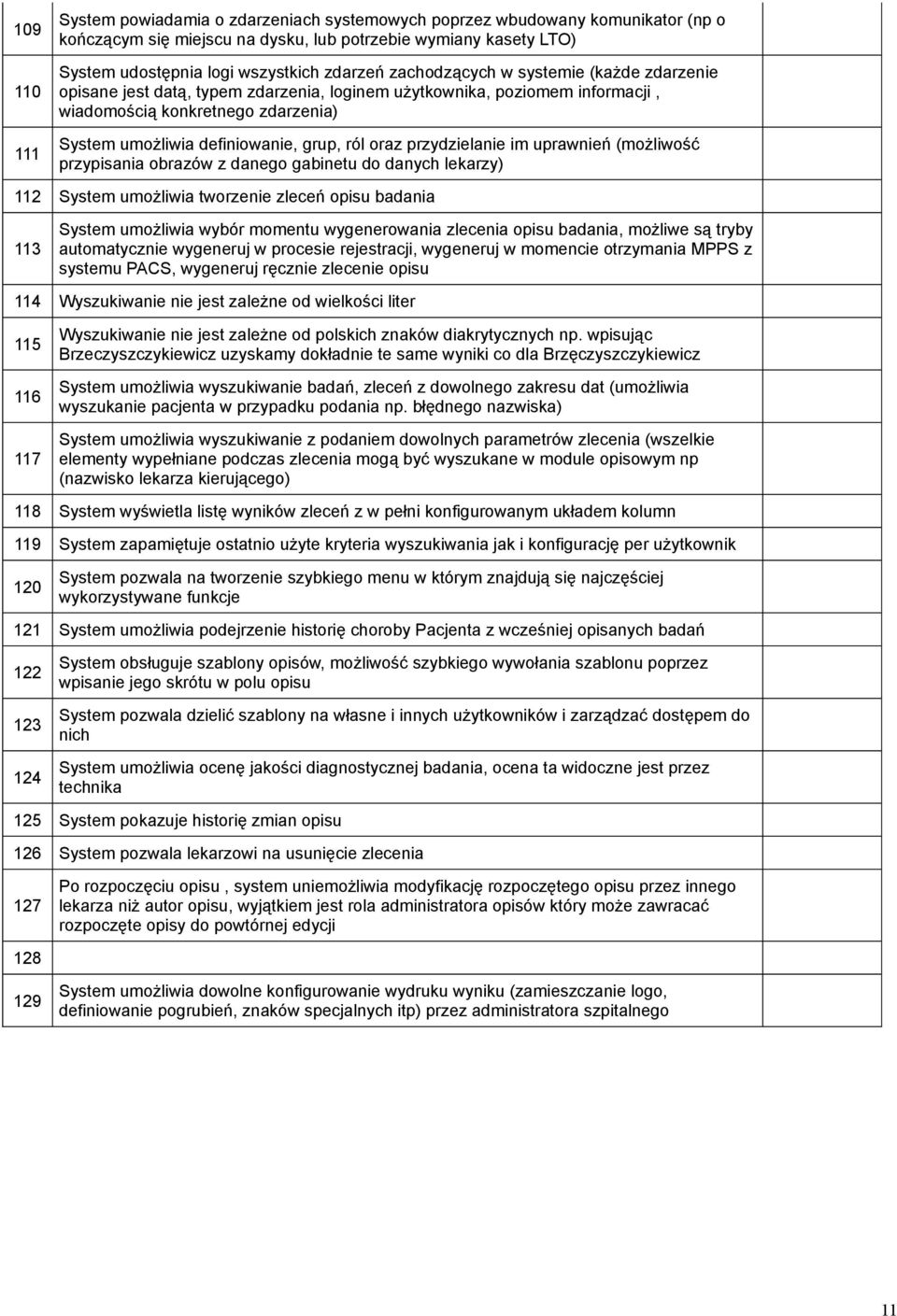 przydzielanie im uprawnień (możliwość przypisania obrazów z danego gabinetu do danych lekarzy) 2 System umożliwia tworzenie zleceń opisu badania 3 System umożliwia wybór momentu wygenerowania