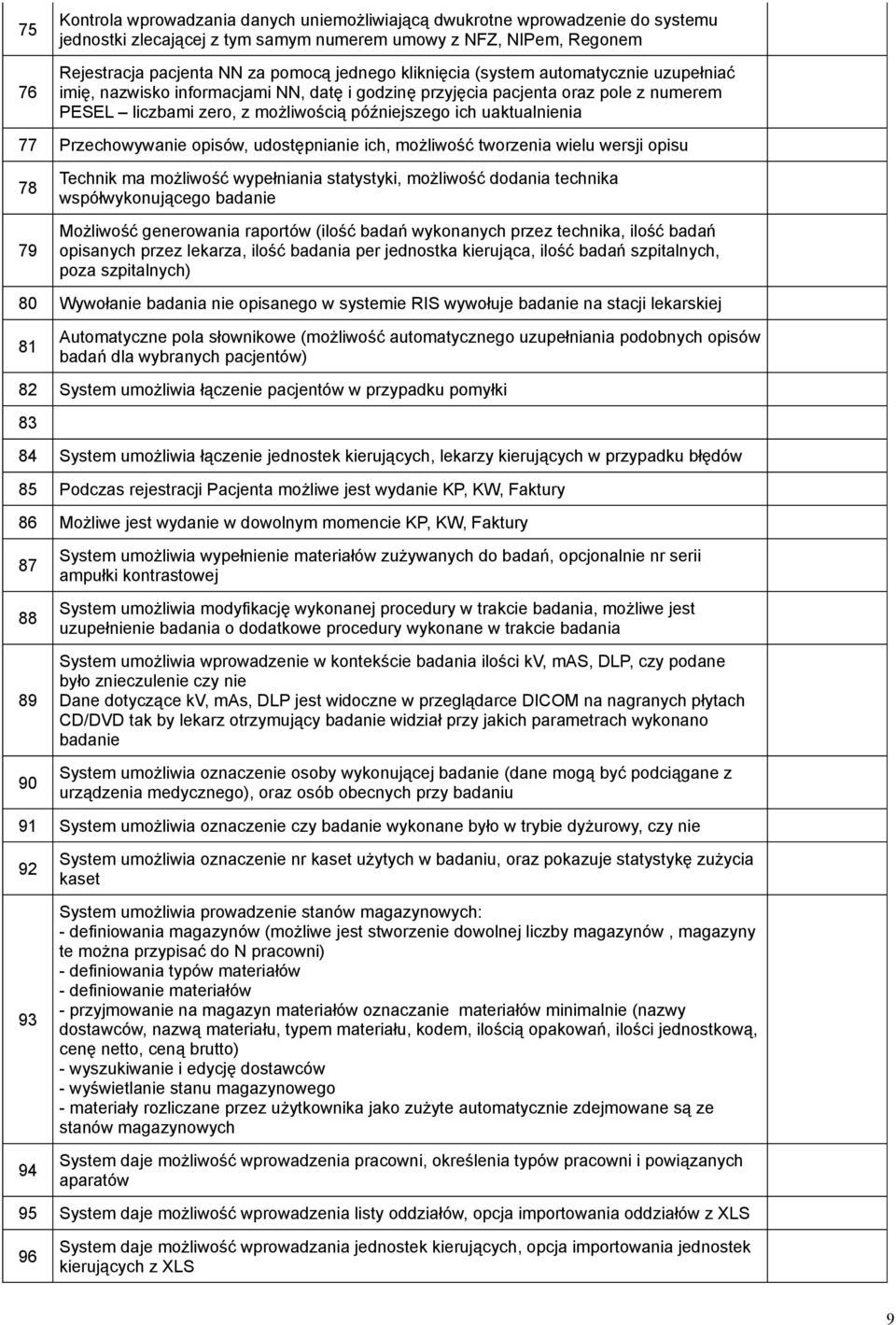 Przechowywanie opisów, udostępnianie ich, możliwość tworzenia wielu wersji opisu 78 79 Technik ma możliwość wypełniania statystyki, możliwość dodania technika współwykonującego badanie Możliwość