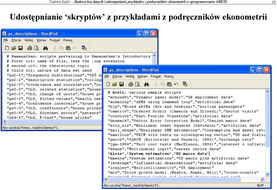 ekonometrii w oprogramowaniu GRETL 11