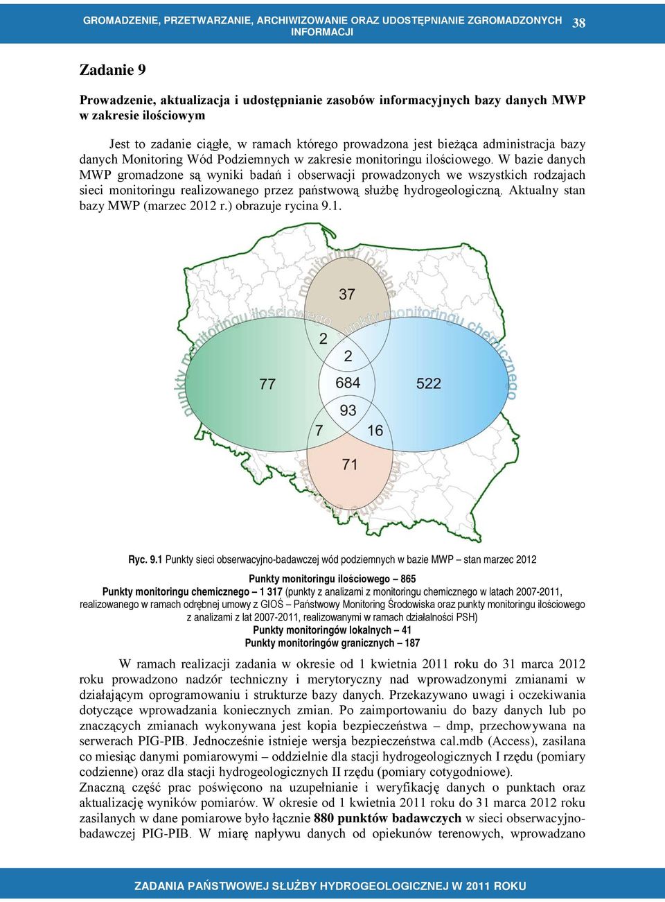 W bazie danych MWP gromadzone są wyniki badań i obserwacji prowadzonych we wszystkich rodzajach sieci monitoringu realizowanego przez państwową służbę hydrogeologiczną.