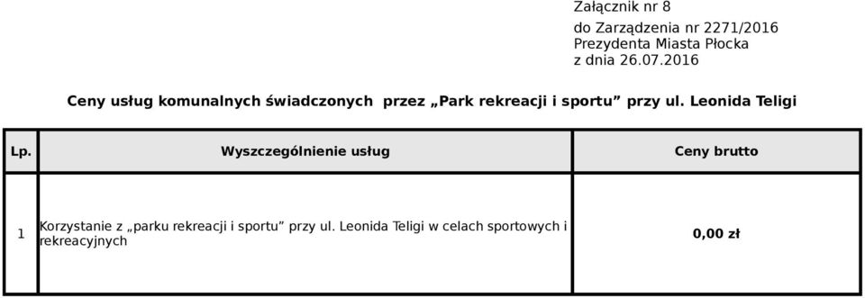 Leonida Teligi Korzystanie z parku rekreacji i sportu