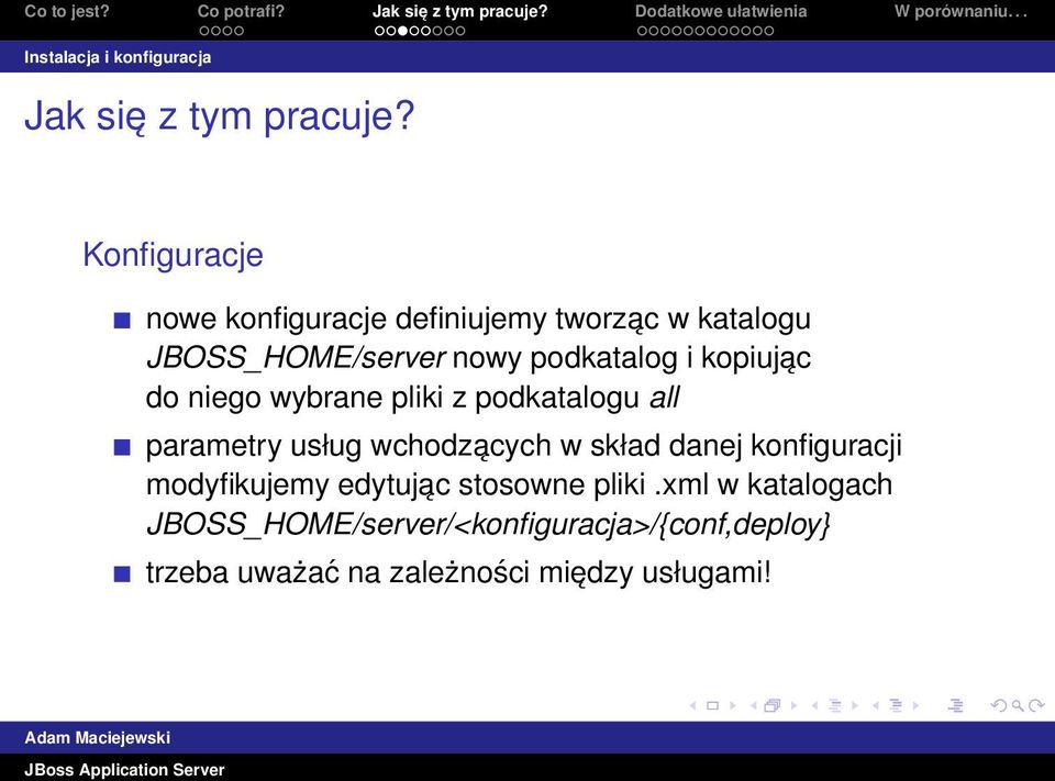 kopiując do niego wybrane pliki z podkatalogu all parametry usług wchodzących w skład danej