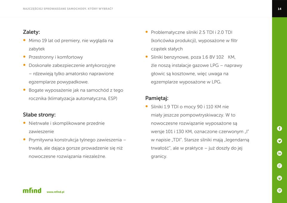 benzynowe, poza 1.6 8V 102 KM, źle noszą instalacje gazowe LPG naprawy rdzewieją tylko amatorsko naprawione głowic są kosztowne, więc uwaga na egzemplarze powypadkowe. egzemplarze wyposażone w LPG.