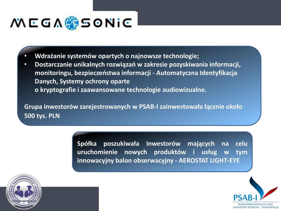 zaawansowane technologie audiowizualne. Grupa inwestorów zarejestrowanych w PSAB-I zainwestowała łącznie około 500 tys.