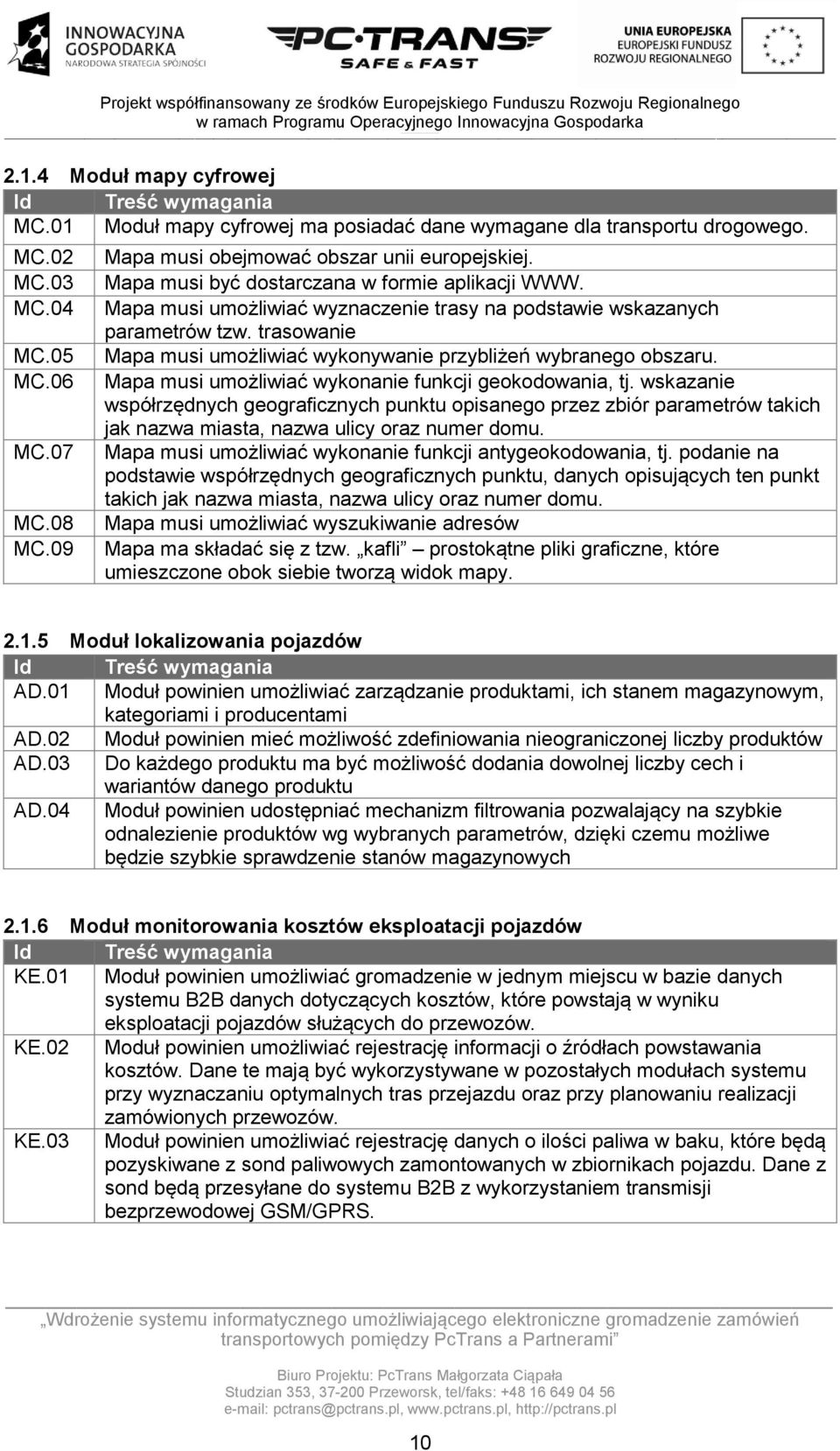 trasowanie Mapa musi umożliwiać wykonywanie przybliżeń wybranego obszaru. Mapa musi umożliwiać wykonanie funkcji geokodowania, tj.