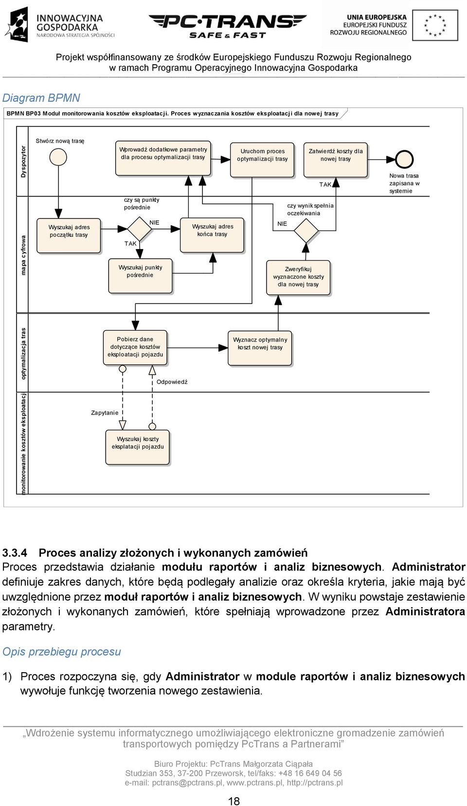 Wprowadź dodatkowe parametry dla procesu optymalizacji trasy czy są punkty pośrednie TAK NIE Wyszukaj punkty pośrednie Pobierz dane dotyczące kosztów eksploatacji pojazdu Wyszukaj koszty eksplatacji