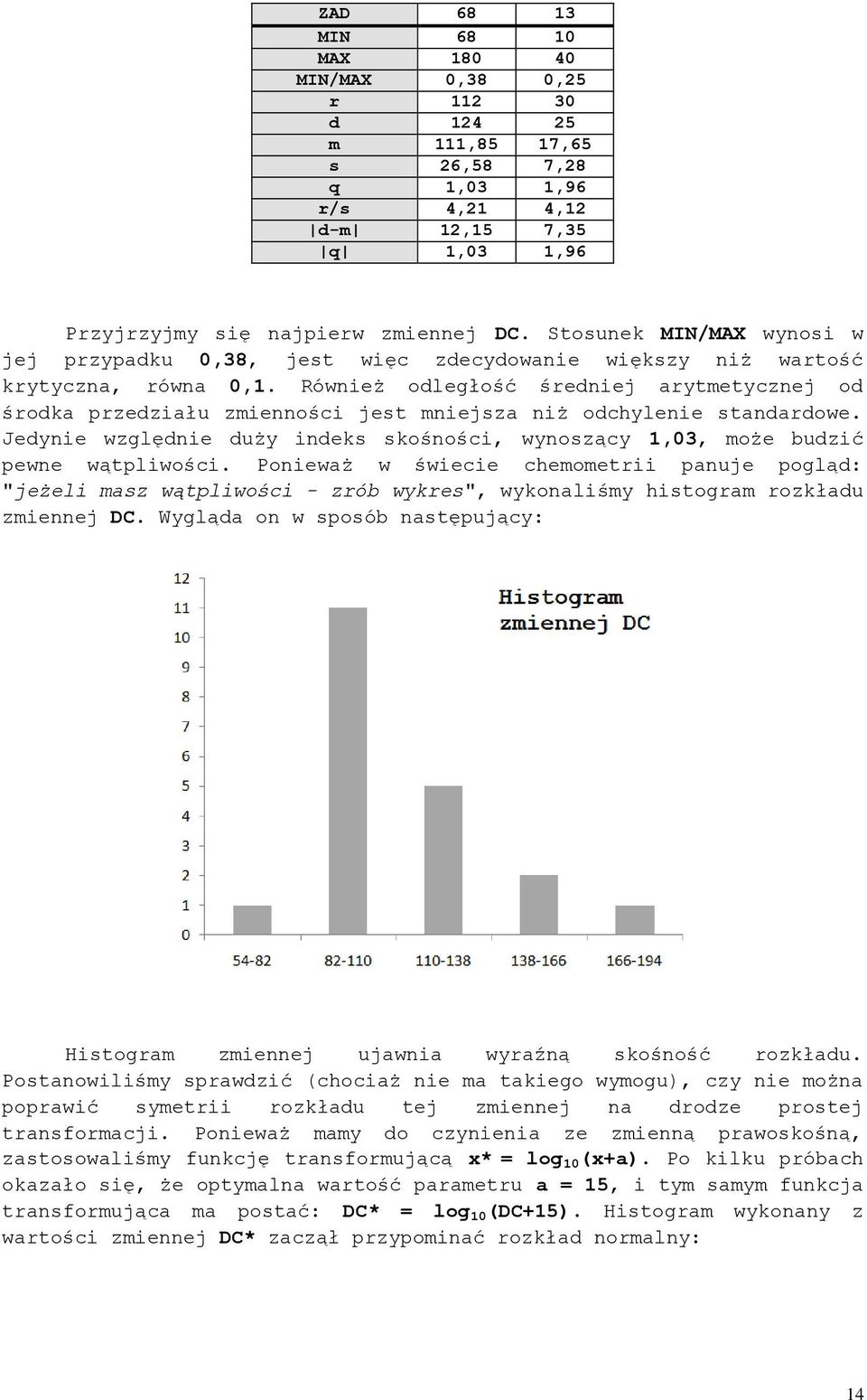 Również odległość średniej arytmetycznej od środka przedziału zmienności jest mniejsza niż odchylenie standardowe.