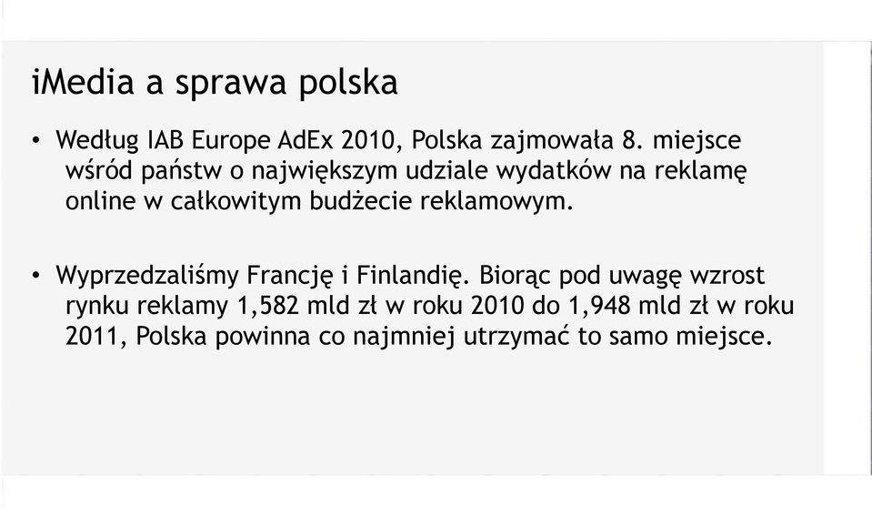 budżecie reklamowym. Wyprzedzaliśmy Francję i Finlandię.