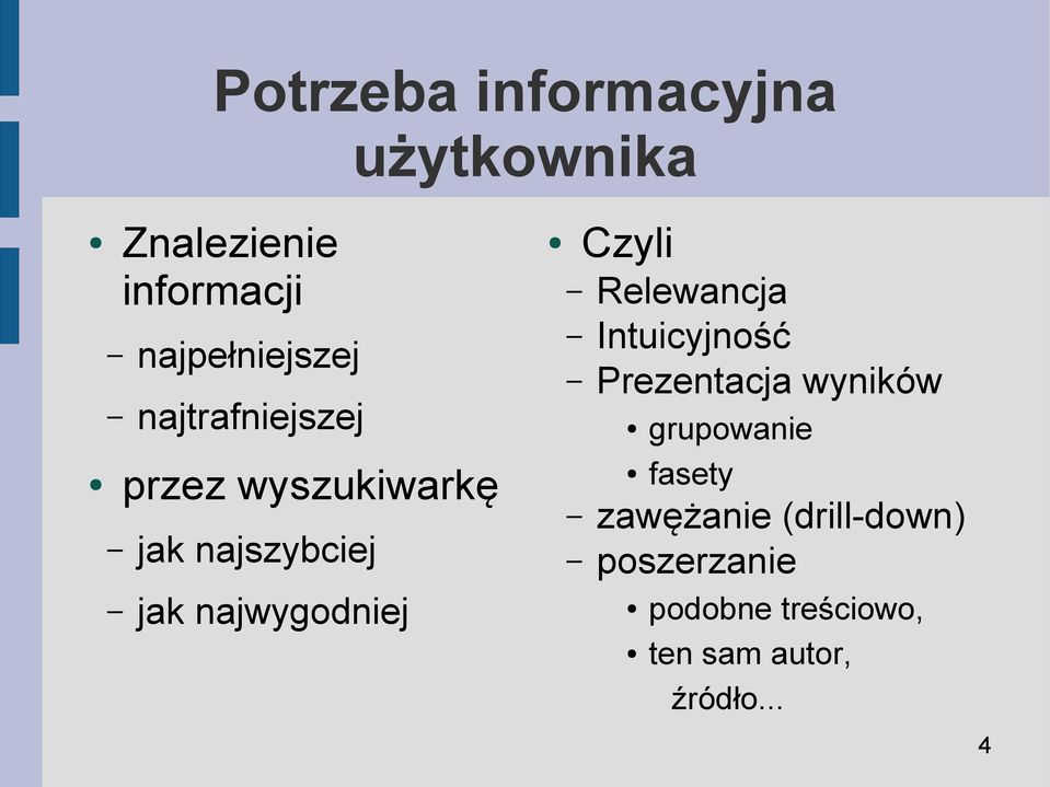 Czyli Relewancja Intuicyjność Prezentacja wyników grupowanie fasety