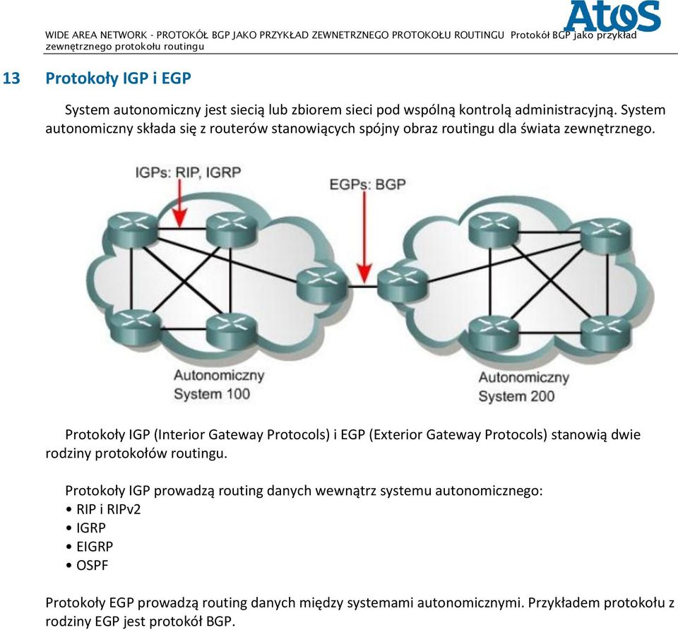 Protokoły IGP (Interior Gateway Protocols) i EGP (Exterior Gateway Protocols) stanowią dwie rodziny protokołów routingu.