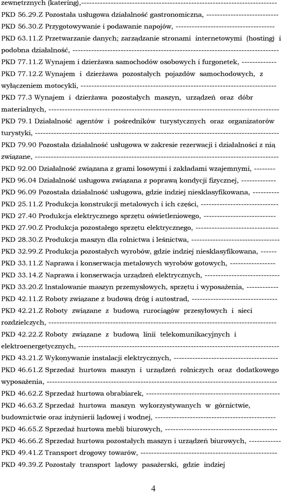 Z Przetwarzanie danych; zarządzanie stronami internetowymi (hosting) i podobna działalność, ----------------------------------------------------------------------------- PKD 77.11.