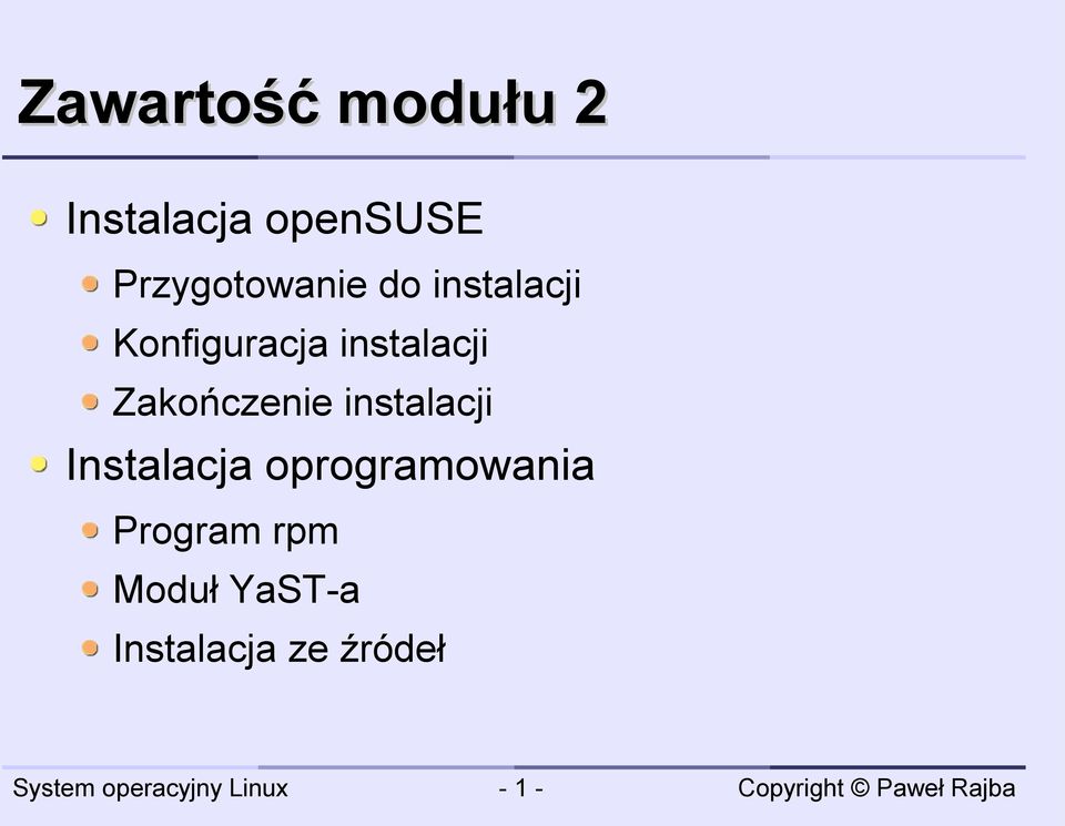 instalacji Zakończenie instalacji Instalacja