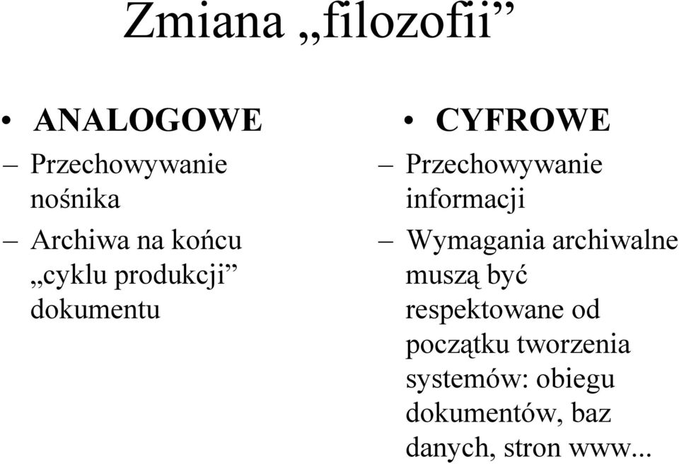 informacji Wymagania archiwalne muszą być respektowane od