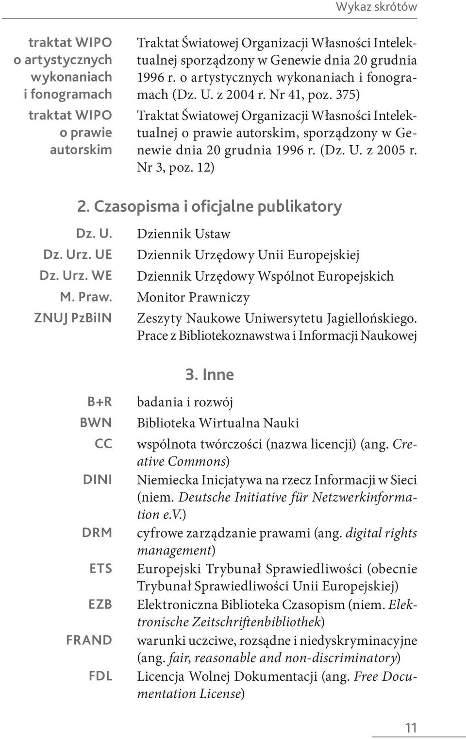 (Dz. U. z 2005 r. Nr 3, poz. 12) 2. Czasopisma i oficjalne publikatory Dz. U. Dz. Urz. UE Dz. Urz. WE Dziennik Ustaw Dziennik Urzędowy Unii Europejskiej Dziennik Urzędowy Wspólnot Europejskich M.