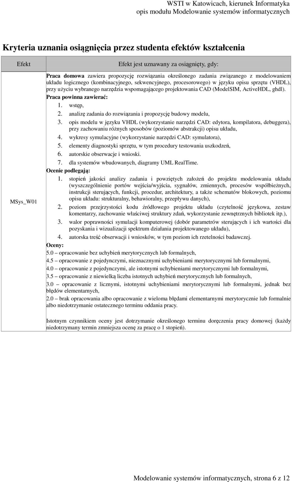 ghdl). Praca powinna zawierać: 1. wstęp, 2. analizę zadania do rozwiązania i propozycję budowy modelu, 3.