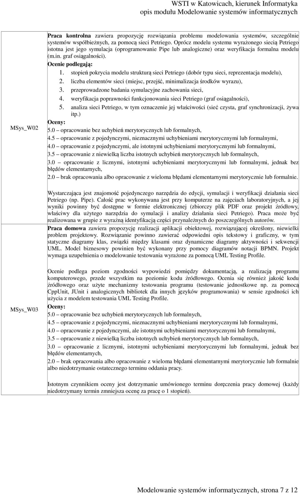 stopień pokrycia modelu strukturą sieci Petriego (dobór typu sieci, reprezentacja modelu), 2. liczba elementów sieci (miejsc, przejść, minimalizacja środków wyrazu), 3.