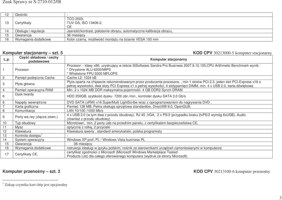 9.10.105,CPU Arithmetic Benchmark wynik: * Dhrystone ALU 6200/MIPS * Whetstone FPU 5000 MFLOPS 2 Pami podrczna Cache Cache L2: 1024 kb 3 Płyta główna Płyta oparta na chipsecie rekomendowanym przez