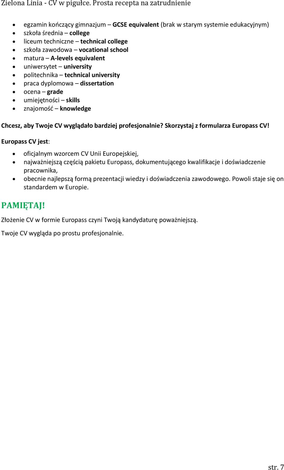 Skorzystaj z formularza Europass CV!