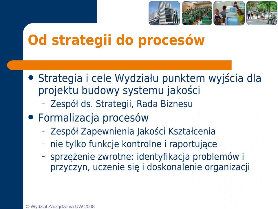 Strategii, Rada Biznesu Formalizacja procesów Zespół Zapewnienia Jakości