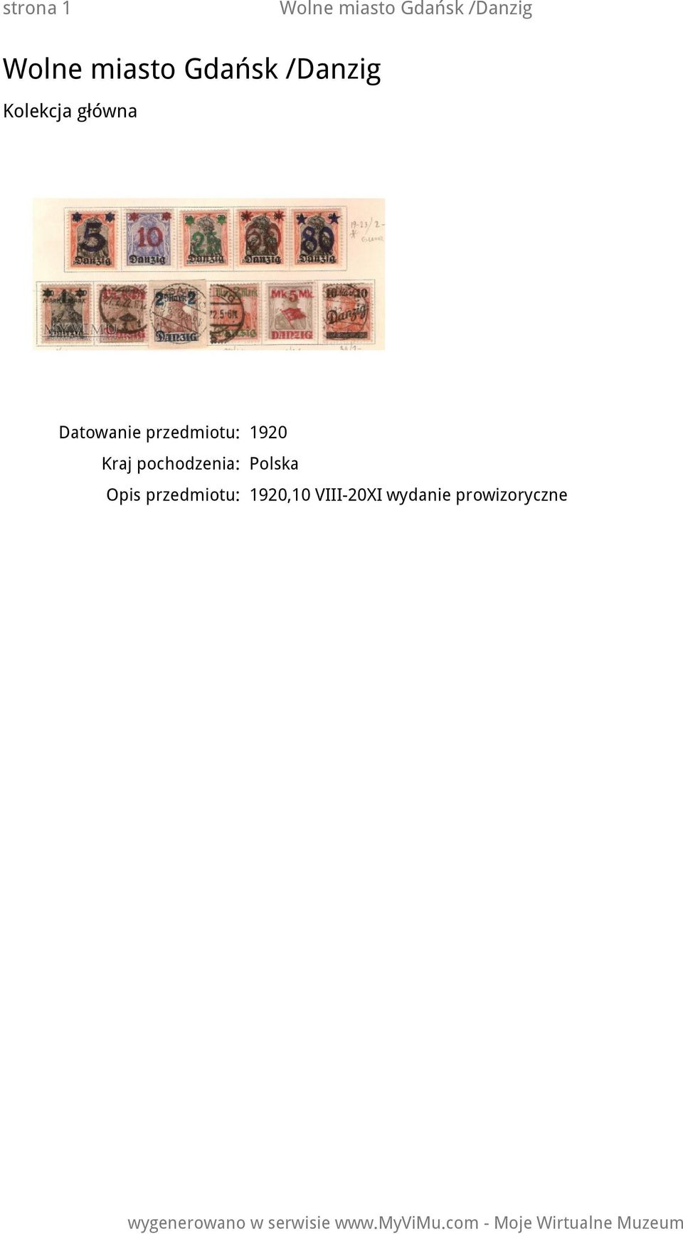 Opis ,10 VIII-20XI