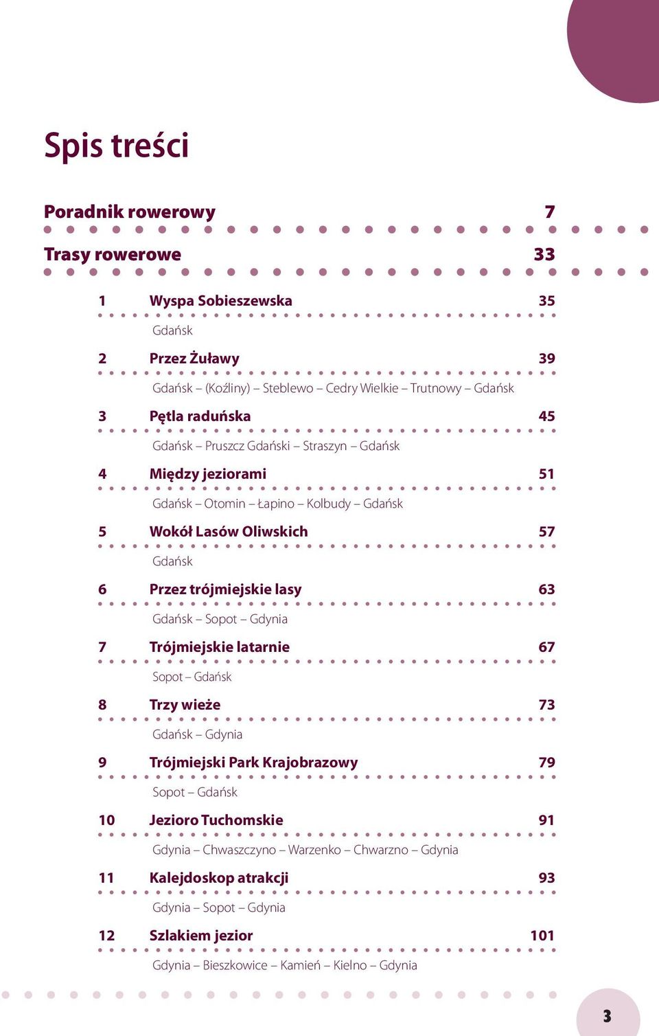 lasy 63 Gdańsk Sopot Gdynia 7 Trójmiejskie latarnie 67 Sopot Gdańsk 8 Trzy wieże 73 Gdańsk Gdynia 9 Trójmiejski Park Krajobrazowy 79 Sopot Gdańsk 10 Jezioro