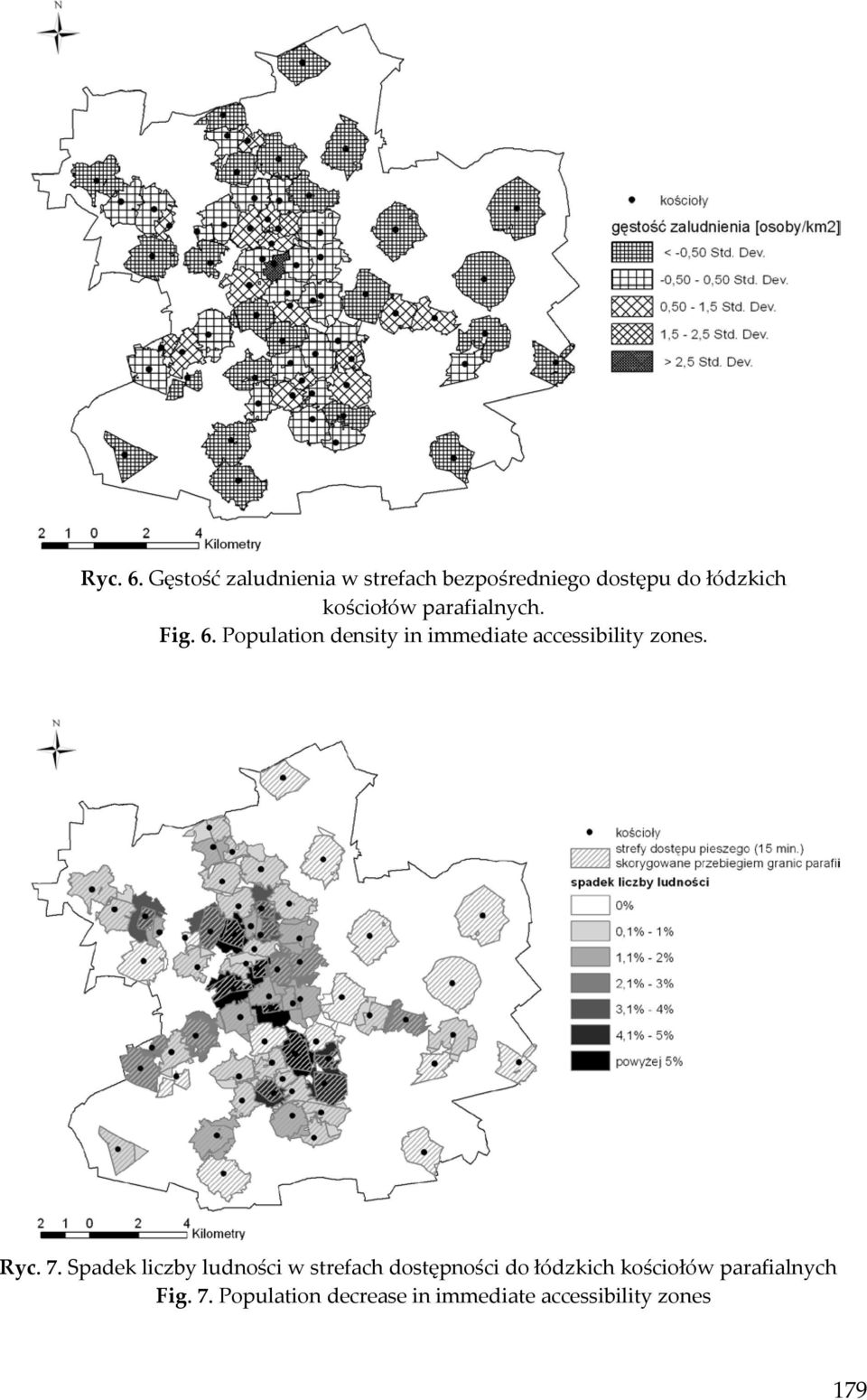 parafialnych. Fig. 6. Population density in immediate accessibility zones.