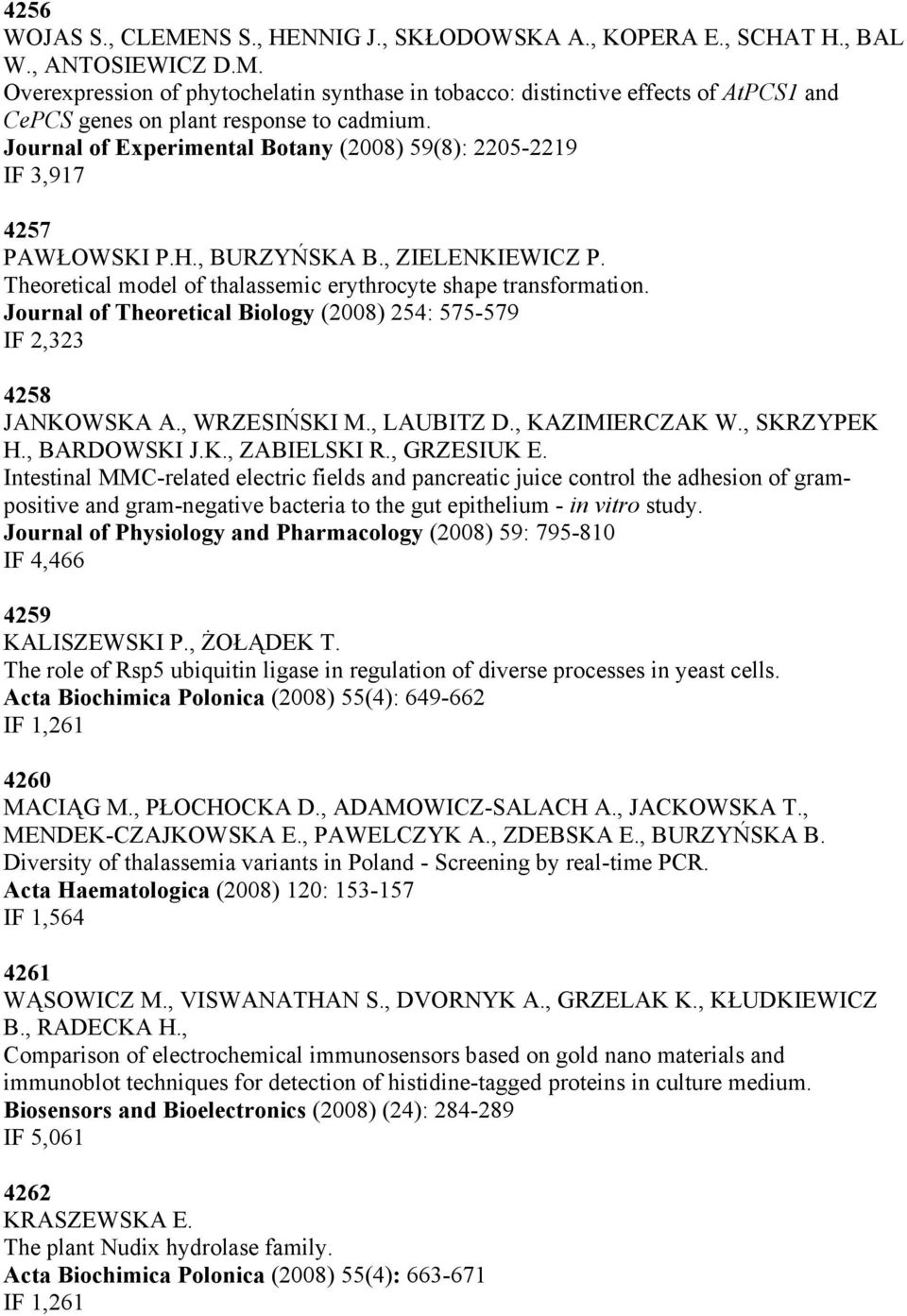 Journal of Theoretical Biology (2008) 254: 575-579 IF 2,323 4258 JANKOWSKA A., WRZESIŃSKI M., LAUBITZ D., KAZIMIERCZAK W., SKRZYPEK H., BARDOWSKI J.K., ZABIELSKI R., GRZESIUK E.