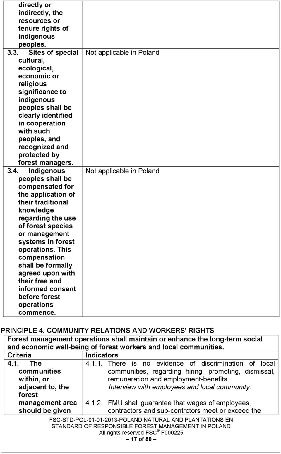 managers. 3.4. Indigenous peoples shall be compensated for the application of their traditional knowledge regarding the use of forest species or management systems in forest operations.