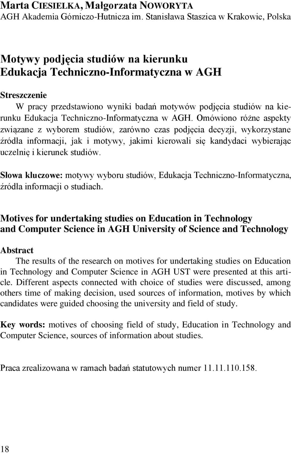 Edukacja Techniczno-Informatyczna w AGH.