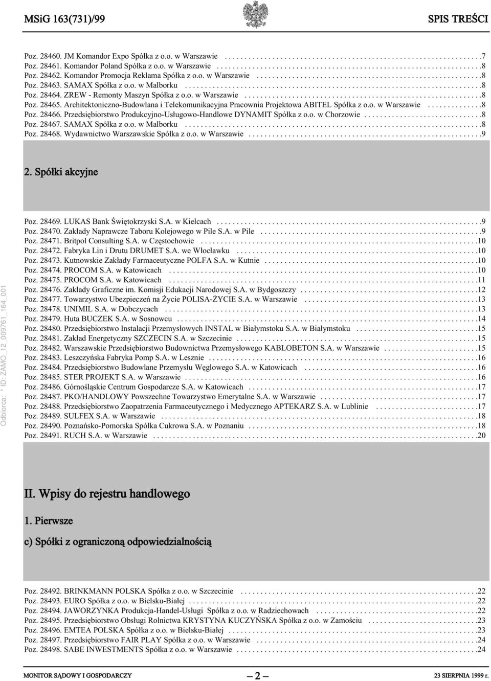 ZREW - Remonty Maszyn Spółka z o.o. w Warszawie............................................................8 Poz. 28465.