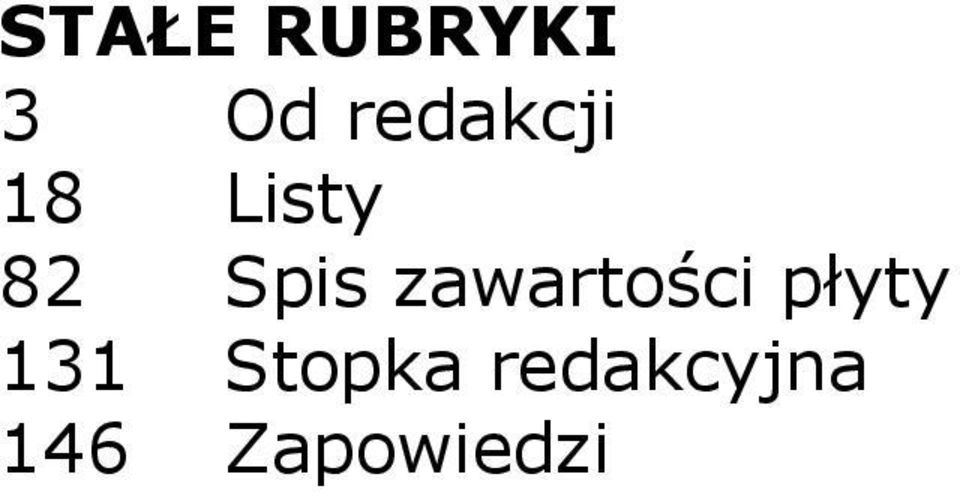 Spis zawartości płyty