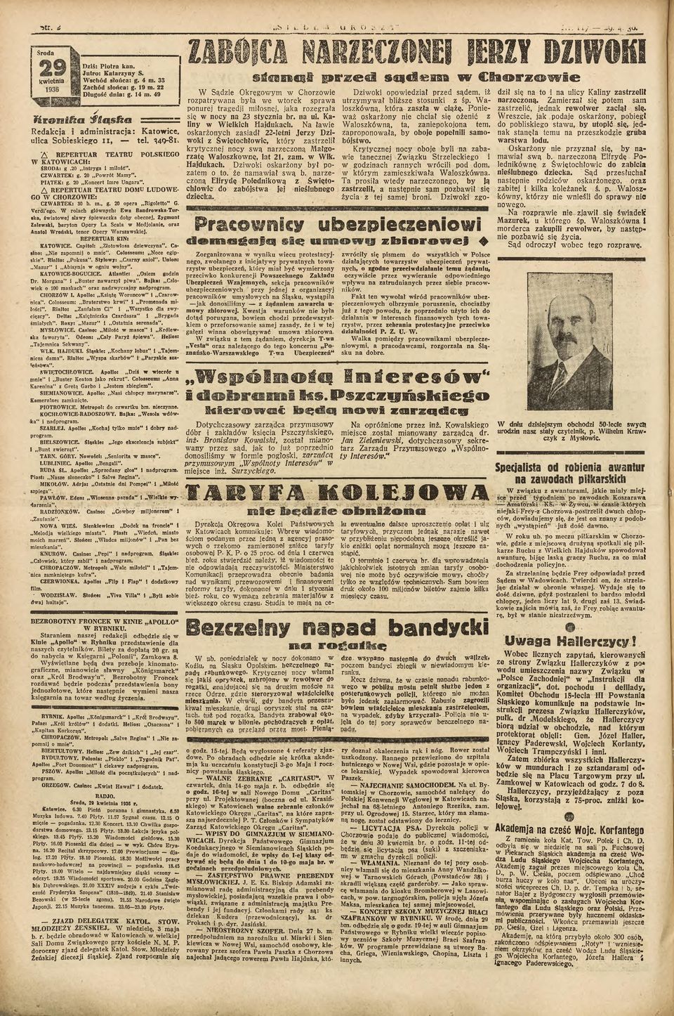 20 Pow rót Mamy". PIĄTEK: g. 20 K oncert Imre U ngara". A REPERTUAR TEATRU DOM U LUDOWE GO W CHORZOWIE: CZWARTEK: 30 b. m g. 20 opera R igoletto" G. Verdi'ego.