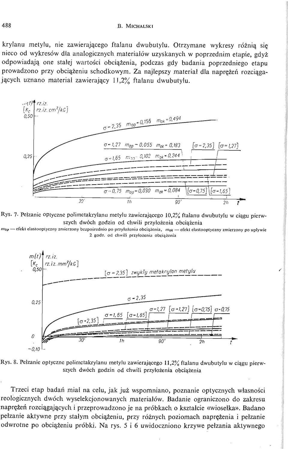 prowadzono przy obcią ż eni u schodkowym. Za najlepszy materiał dla naprę żń e rozcią gają cych uznano materiał zawierają cy 11,2% ftalanu dwubutylu. a 0,75 m op 0,030 m ok 0.084 \[a 0,75]\[o 1.