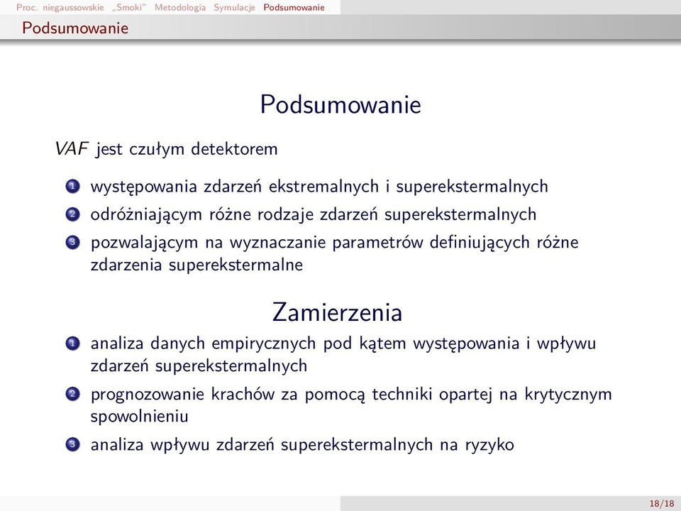 definiujących różne zdarzenia superekstermalne Zamierzenia 1 analiza danych empirycznych pod kątem występowania i wpływu zdarzeń