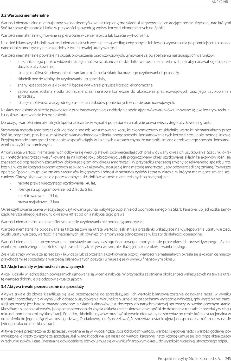 Na dzień bilansowy składniki wartości niematerialnych wyceniane są według ceny nabycia lub kosztu wytworzenia po pomniejszeniu o dokonane odpisy amortyzacyjne oraz odpisy z tytułu trwałej utraty