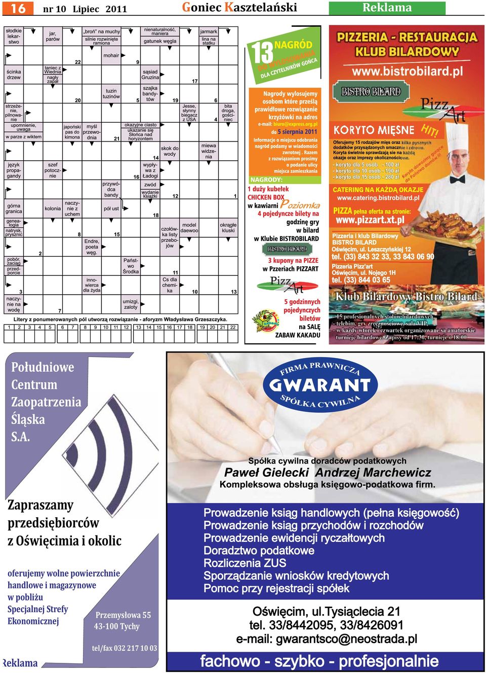 Reklama Zapraszamy przedsiêbiorców z Oœwiêcimia i okolic oferujemy wolne