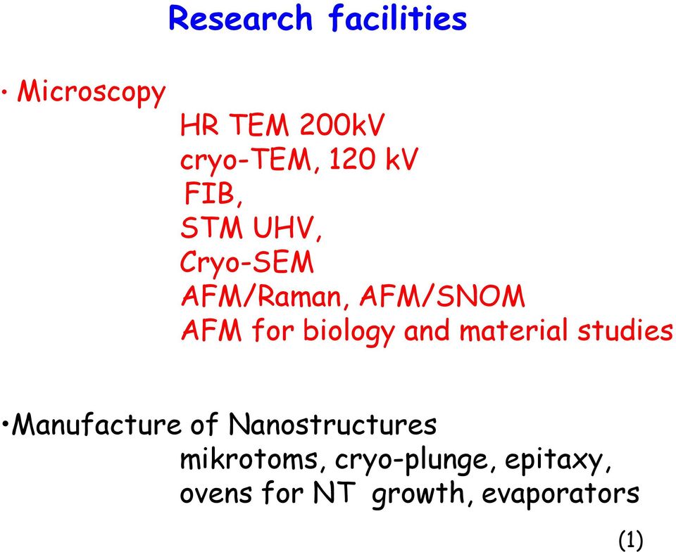 biology and material studies Manufacture of Nanostructures